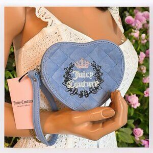 Juicy Couture Royal Couture Blue Zip Around Logo Wristlet Bag NWT